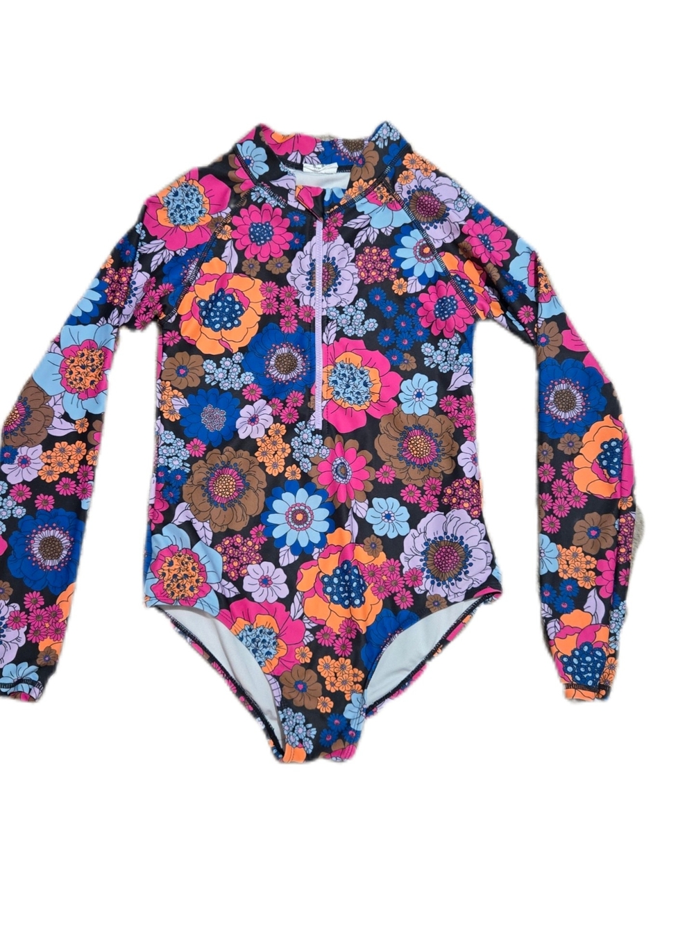 Cotton On Multicolor Floral Long-Sleeve One-Piece Swim